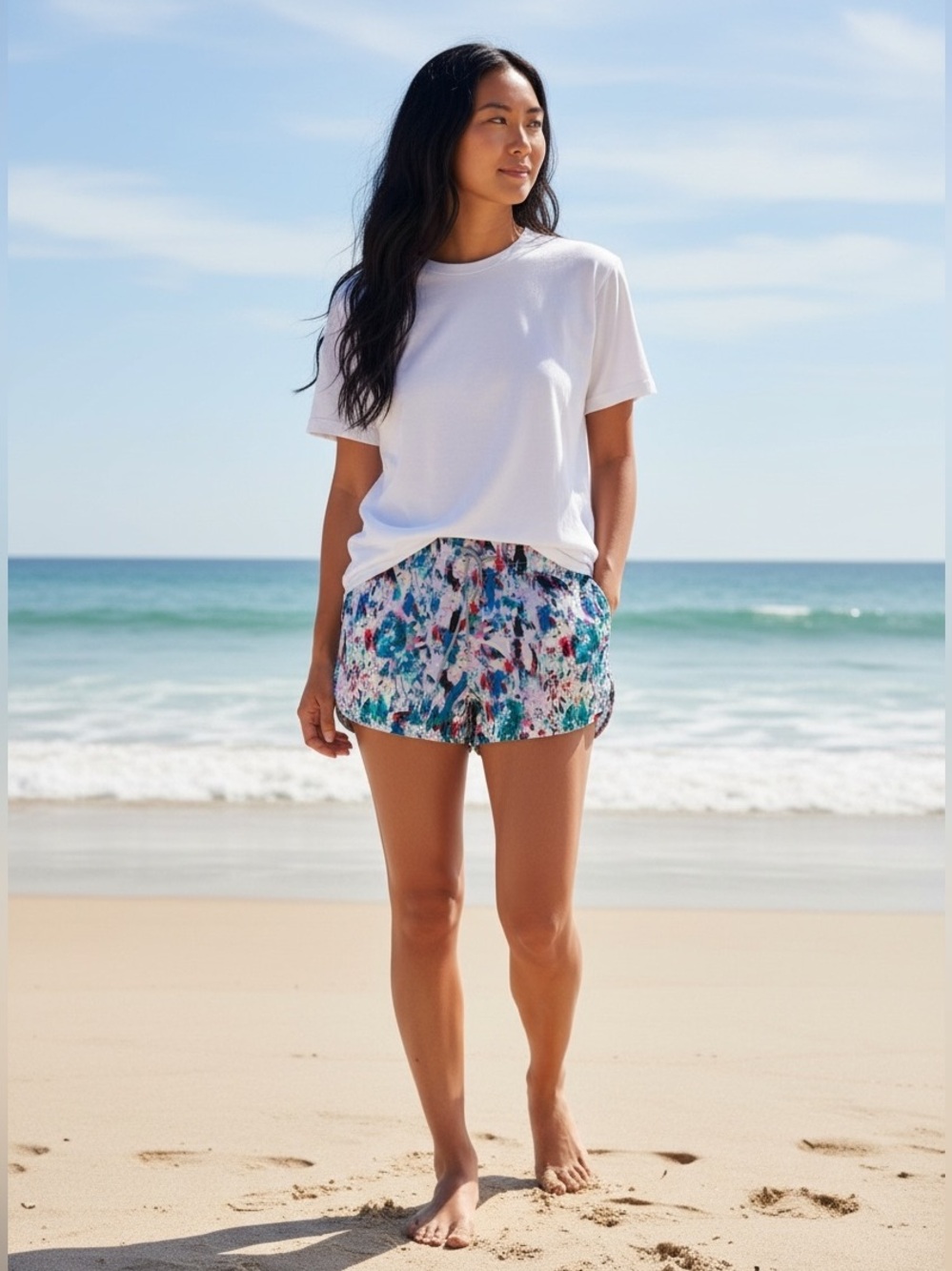 J. Crew Watercolor Athletic Pull-on Drawstring Shorts (E-1)